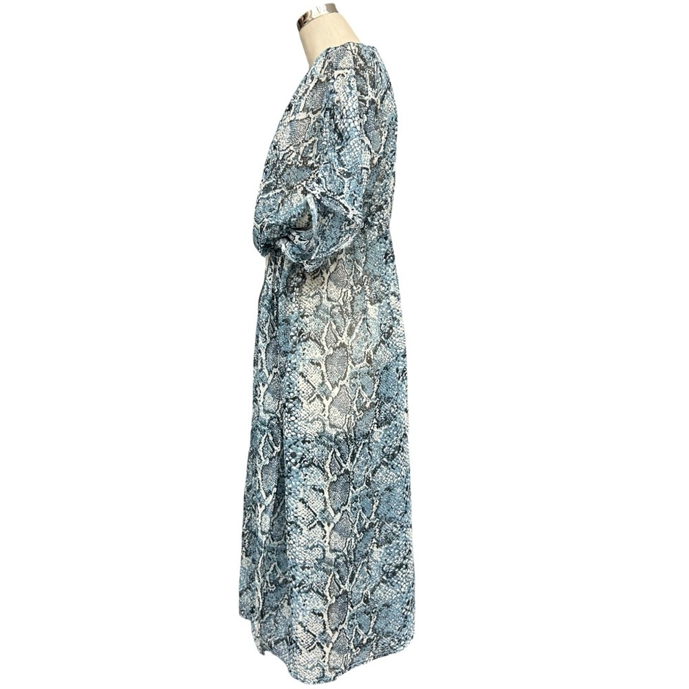 Carlos Santana Blue Snakeskin Print Kaftan Dress One Size NWT - Picture 5 of 11